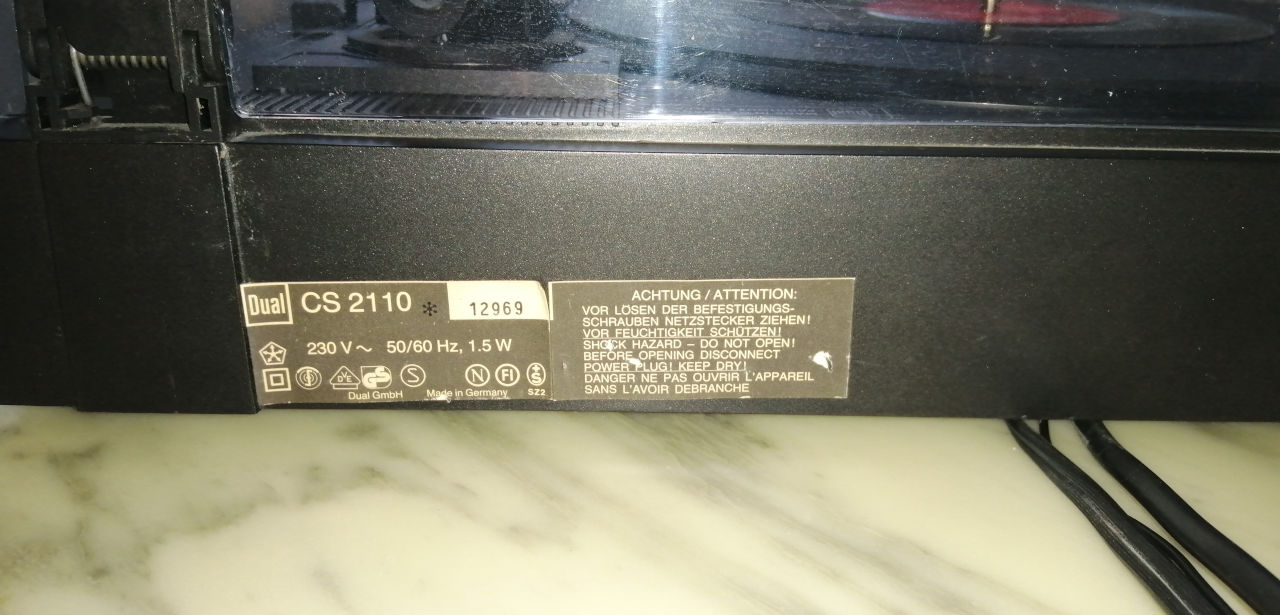 DUAL CS 2110 Plattenspieler - Typschild